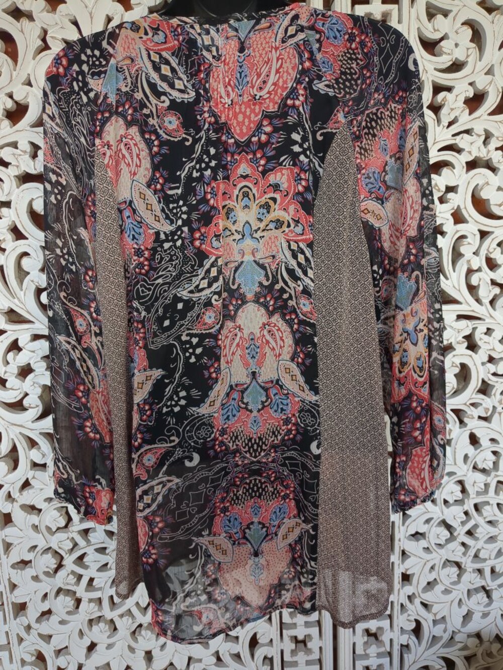 Long Sleeved Multi Color Casual Blouse - Picture 8 of 14